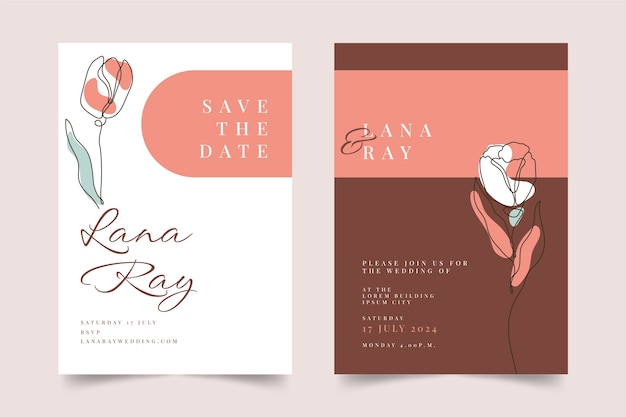 Vector floral wedding invitation template