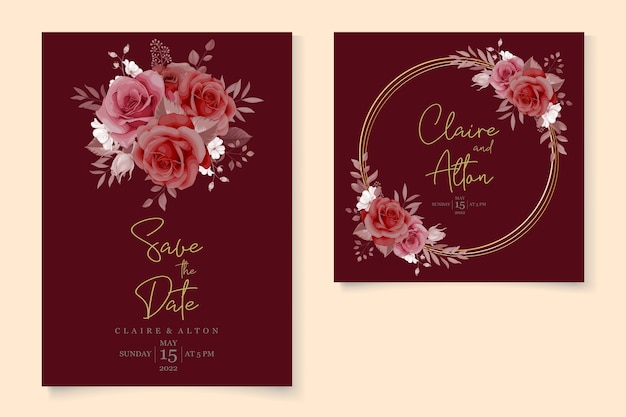 Floral wedding invitation template