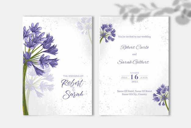 Vector floral wedding invitation template