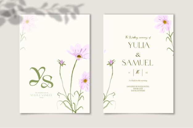 Floral wedding invitation template