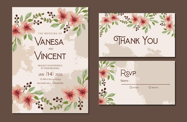 Floral wedding invitation template