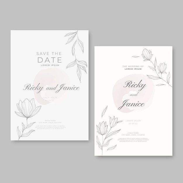 Vector floral wedding invitation template