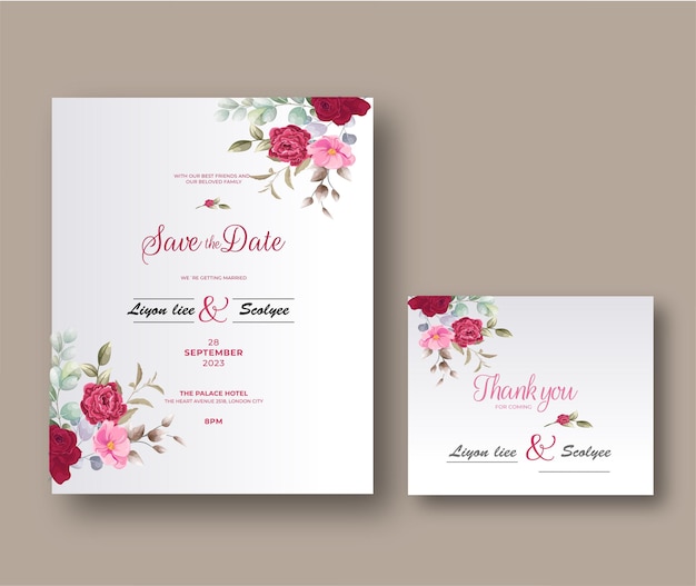 Floral wedding invitation template