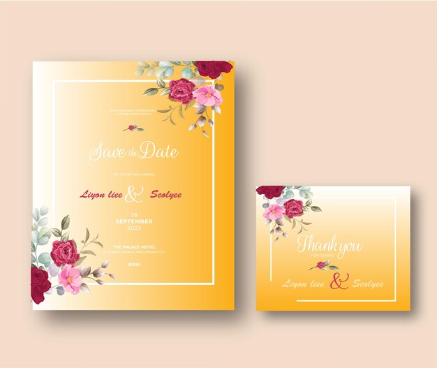 Floral wedding invitation template