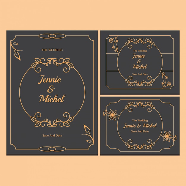 Floral wedding invitation templates collection