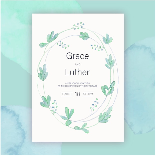 Vector floral wedding invitation in watercolor