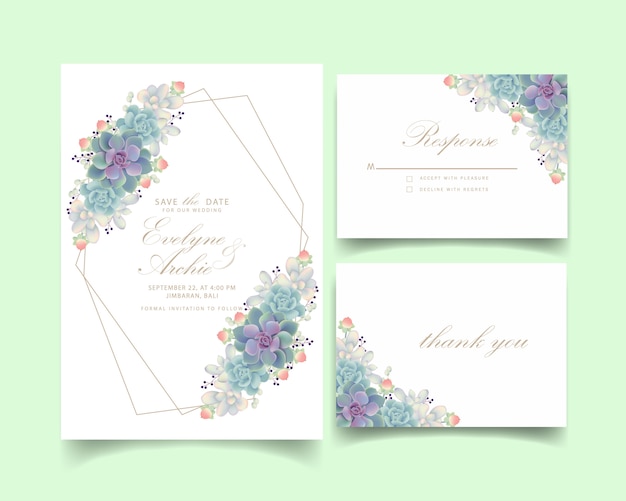 Floral wedding invitation with succulents