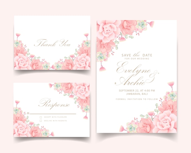 Floral wedding invitation with succulents