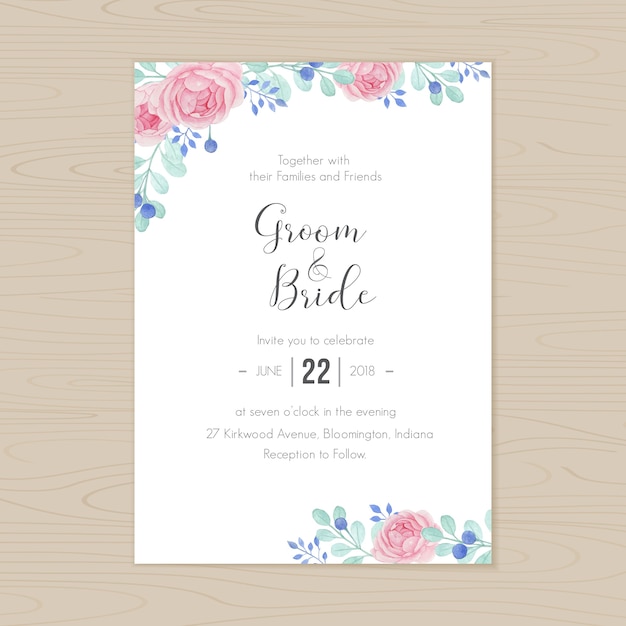 Vector floral wedding invitation