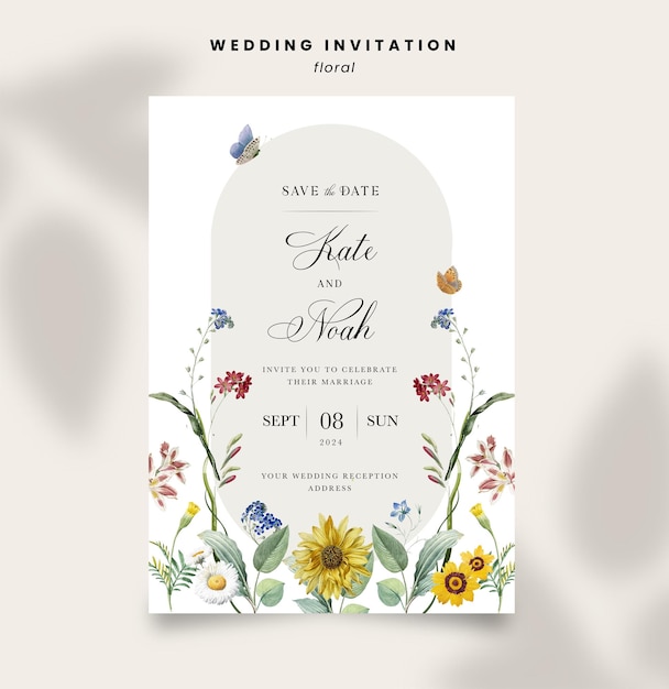 Vector floral wedding invitation