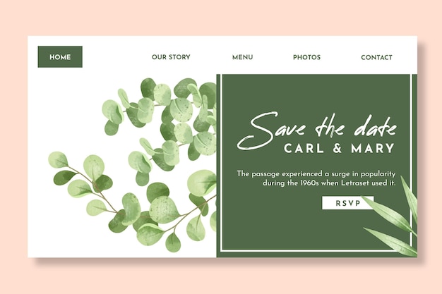 Floral wedding landing page template