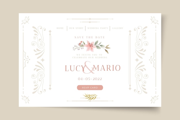 Floral wedding landing page template