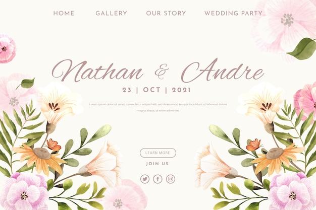 Floral wedding landing page template