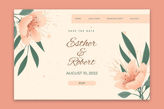 Vector floral wedding landing page