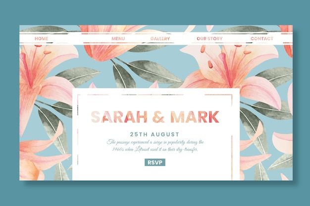 Vector floral wedding landing page