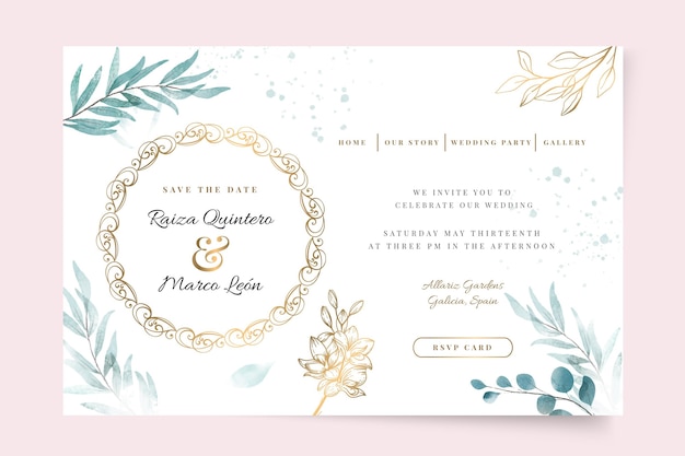 Vector floral wedding landing page