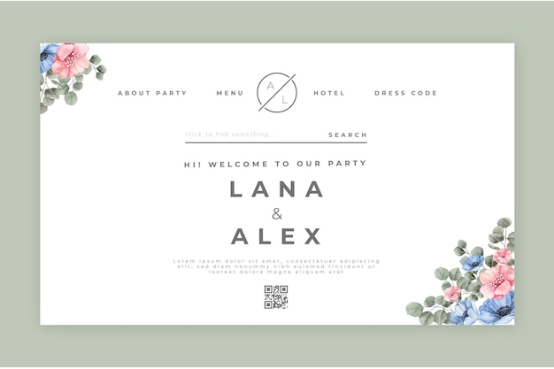 Vector floral wedding landing page