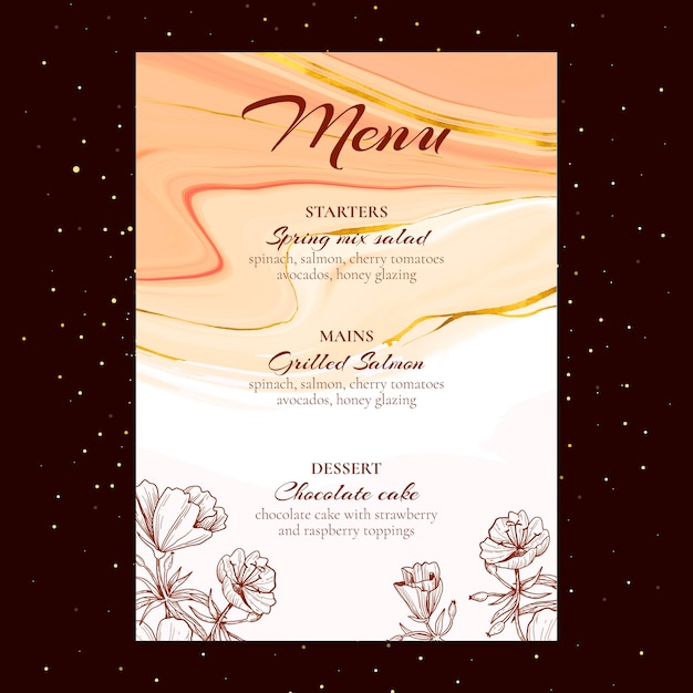 Modello di menu matrimonio floreale