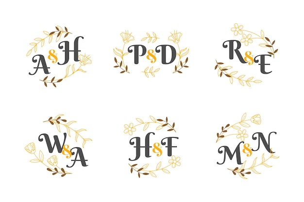 Floral wedding monogram collection theme