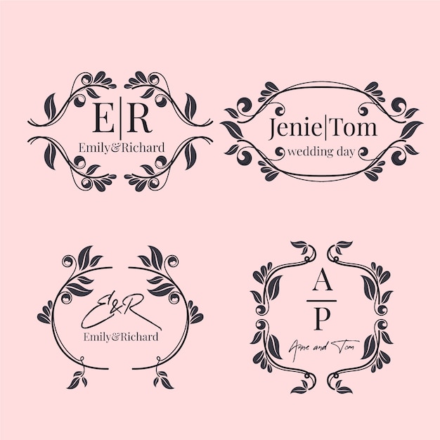 Vector floral wedding monograms/logos