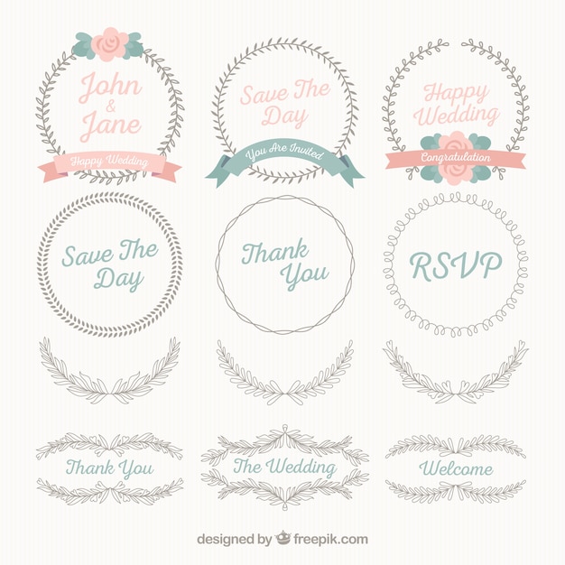 Vector floral wedding ornament collection