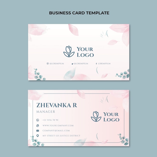 Vector floral wedding planner horizontal business card