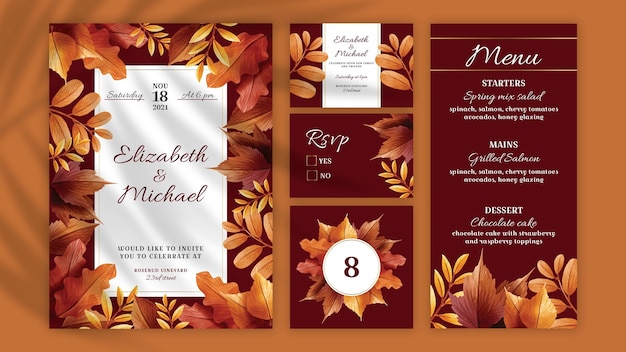 Vector floral wedding stationery collection