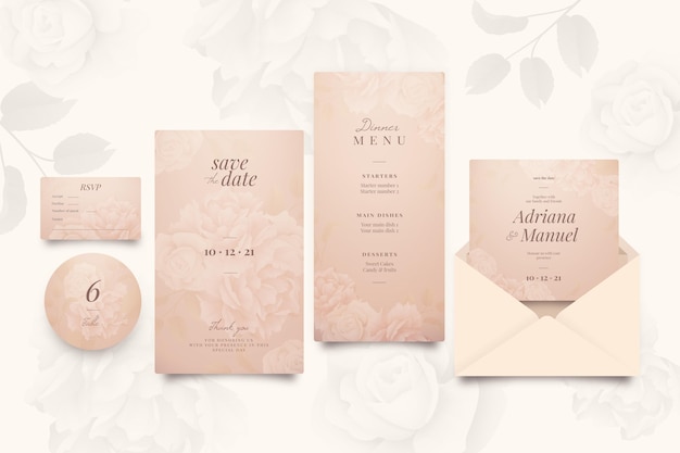 Floral wedding stationery set