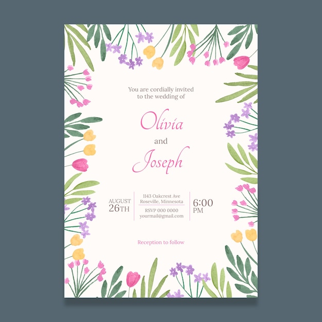 Floral wedding template invitation design