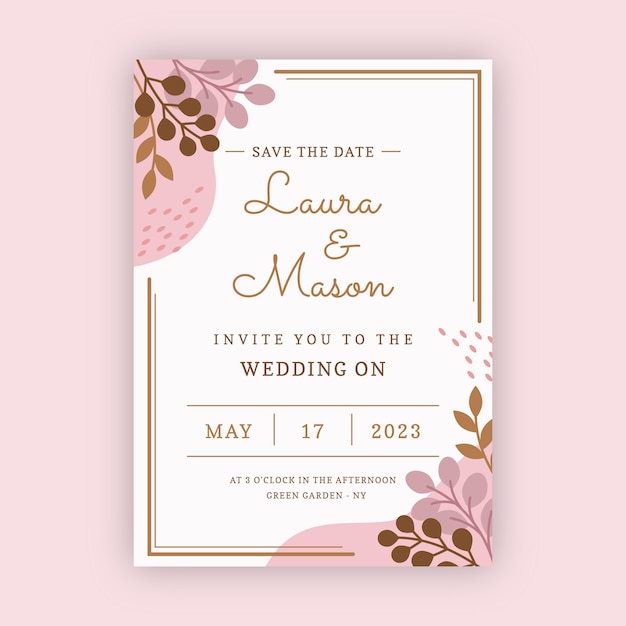 Vector floral wedding template invitation design