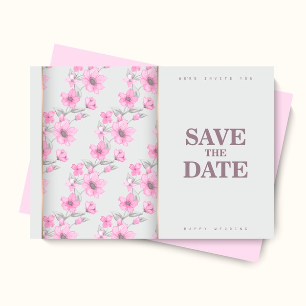 Vector floral wedding template - pink floral card