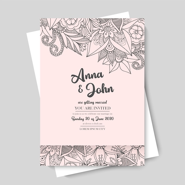 Floral wedding template - pink flower border