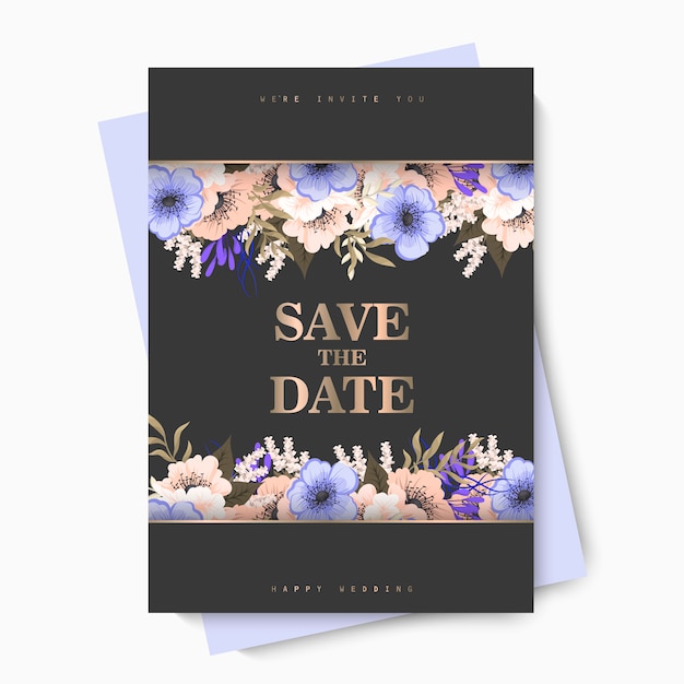 Floral wedding template - purple floral card