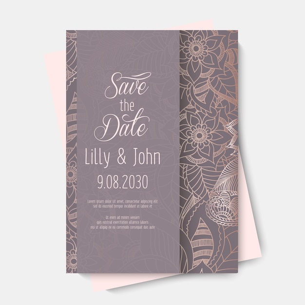 Floral wedding template - purple floral card