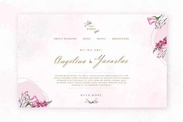 Vector floral wedding web template