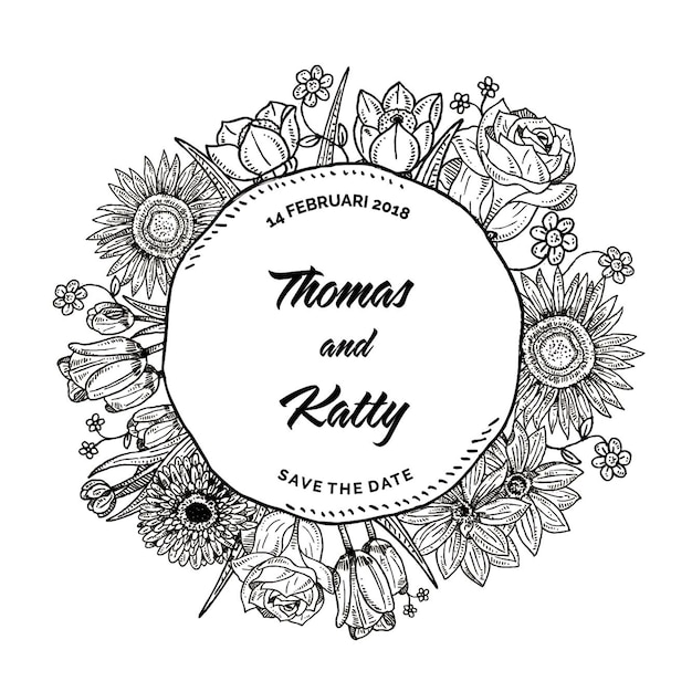 Vector floral wedding wreath