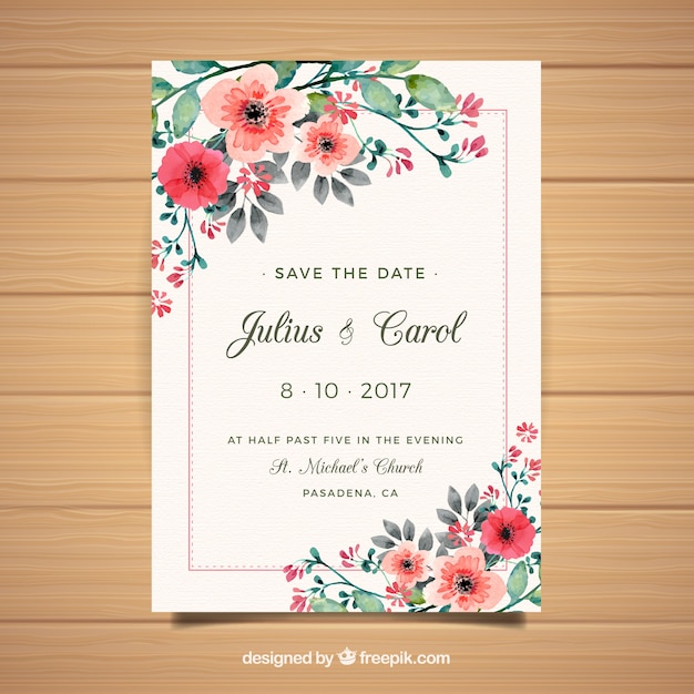 Floral weeding invitation card