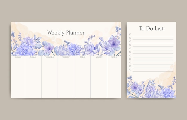 Floral weekplanner en takenlijstsjabloon