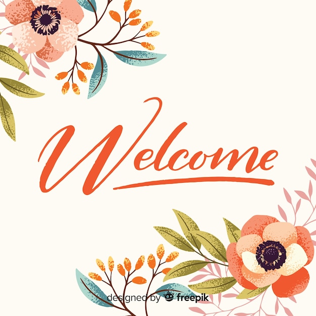 Vector floral welcome lettering concept