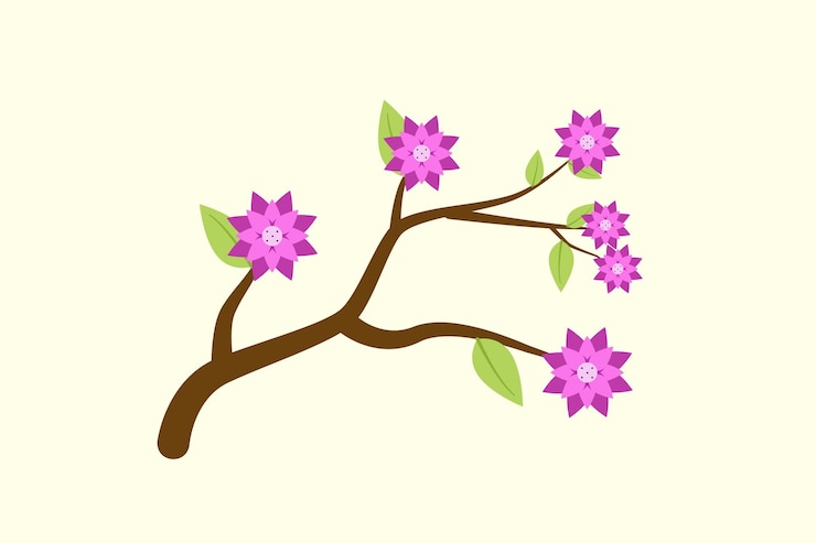 Vector floral with branch concept colored flat vector illustration isolated