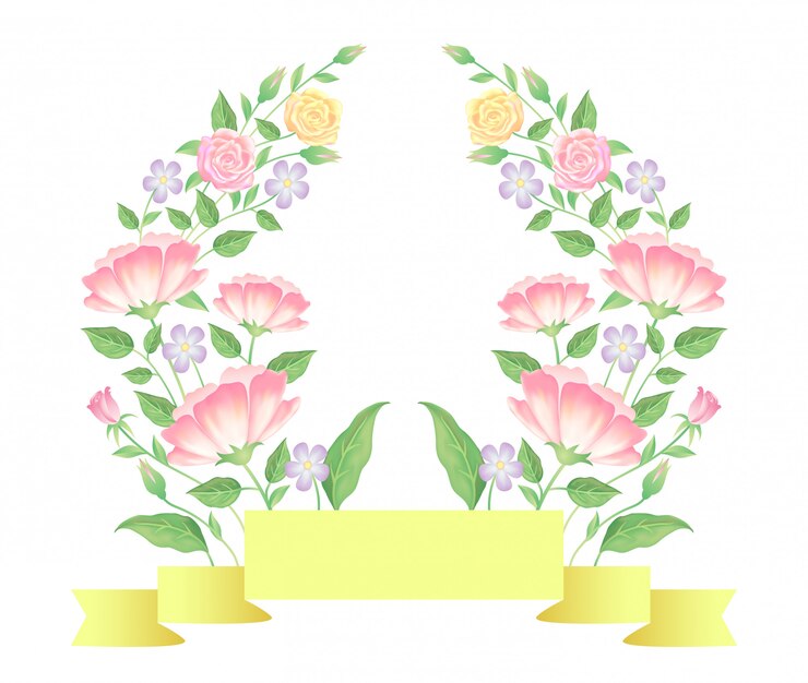Vector 리본 템플릿 장식 꽃