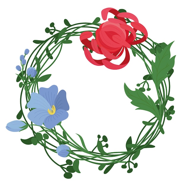 Floral wreath cartoon in flat style 05