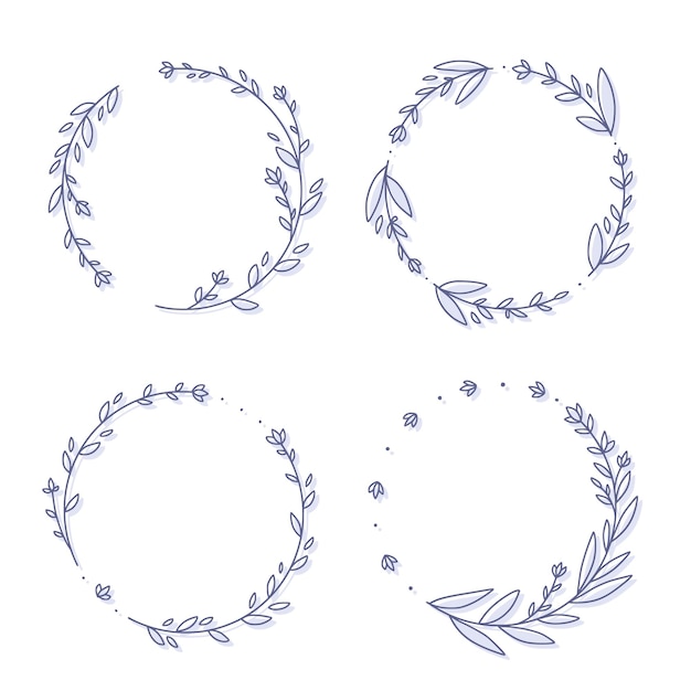 Floral wreath collection hand drawn