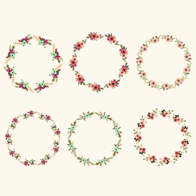 Vector floral wreath collection