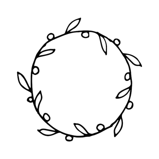 Vector floral wreath in doodle style