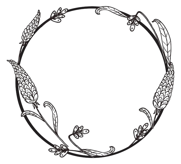 Floral wreath frame Decorative elegant botanical circle