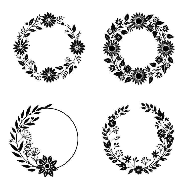 Vector floral wreath frames