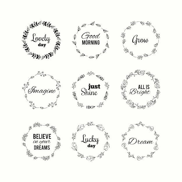 Floral wreath hand drawn collection