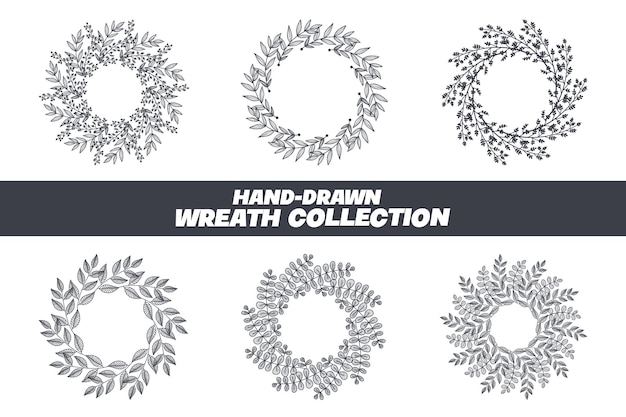 Floral Wreath Hand Drawn Illustration Design Collection