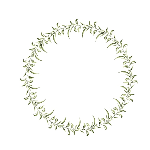 Vector floral wreath made of grass in circle